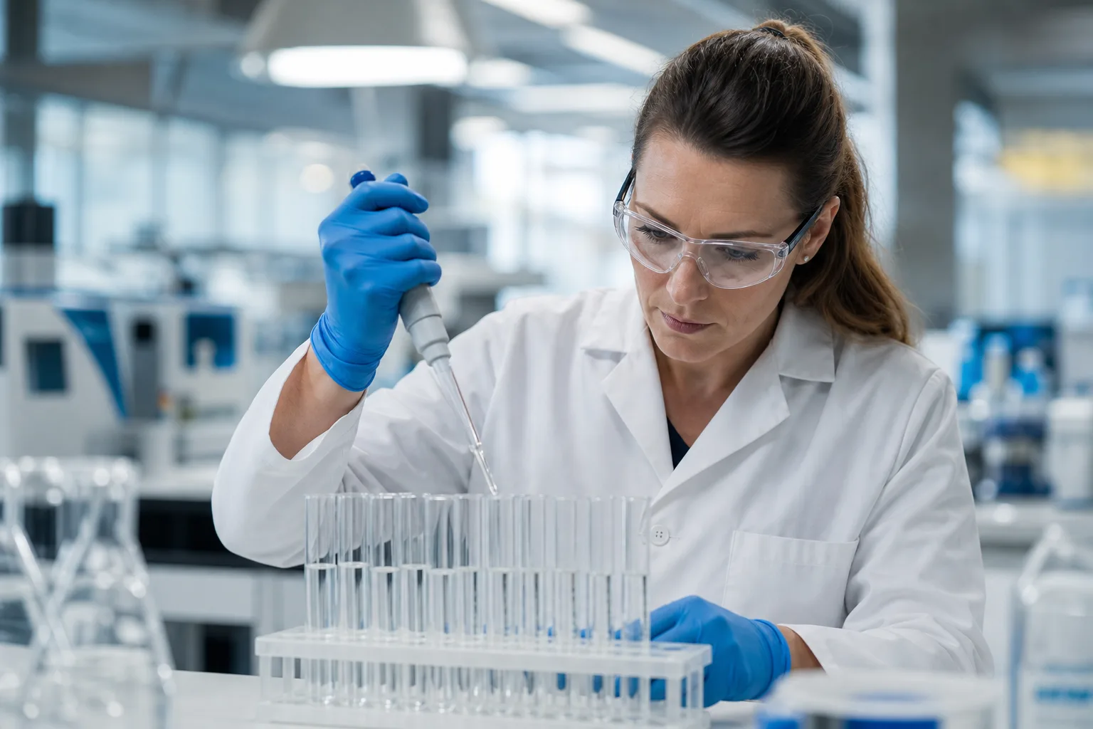 Laboratory scientist preparing samples for analysis