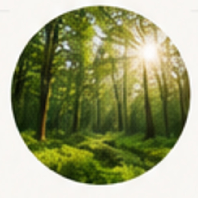 Sunlight through woodland representing IOM’s continuing environmental and workplace-health purpose